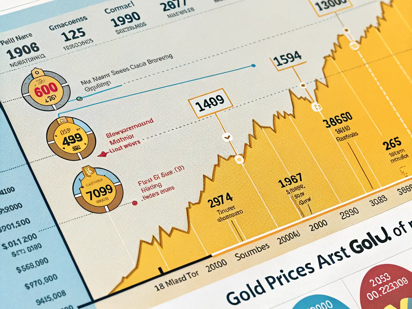 A graph showing the historical performance of gold over several decades, illustrating its potential for long-term growth and stability as an investment.